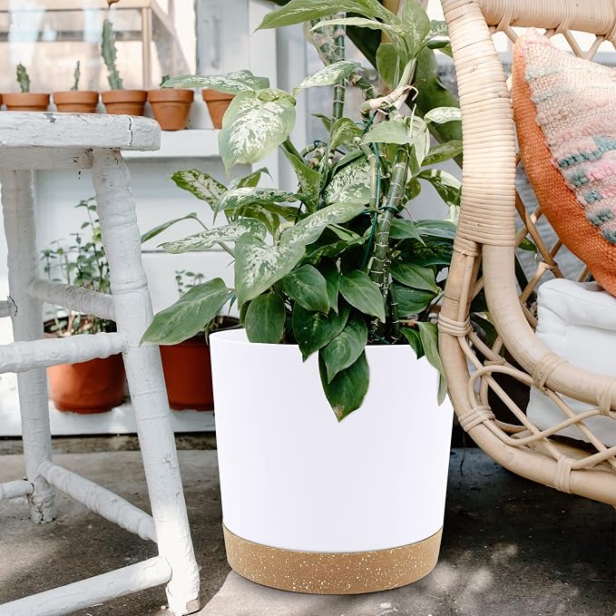 QCQHDU 12 inch Plant Pot, 2 Pack Planters - Image 6