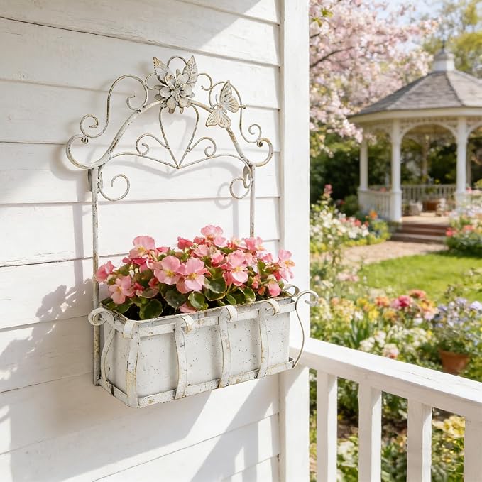 Rustic Metal Wall Planter Vintage Wall Mounted Flower Pot Farmhouse Distressed - Image 5