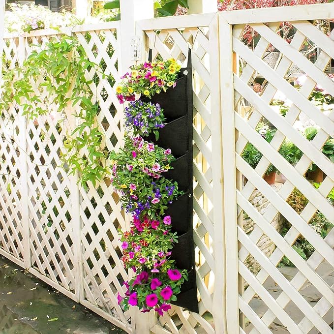 LITLANDSTAR Hanging Planter Bags, 2 Pack 7 Pocket Hanging Vertical Wall Planter - Image 9
