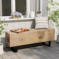 AQUILLA Modern Outdoor Bench, Faux Wooden Patio Bench, Concrete Backless Porch by AQUILLA
