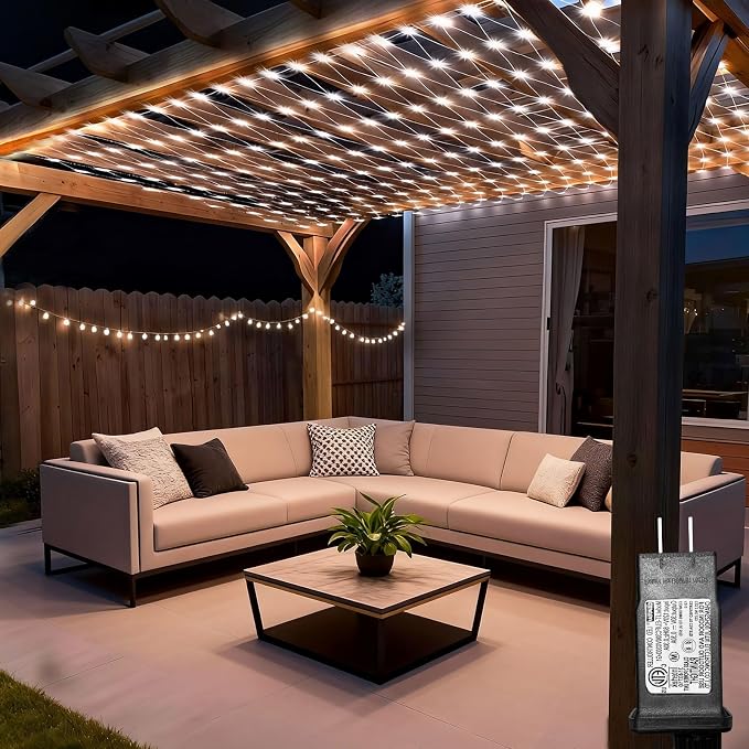 8ft x 8ft Net Lights, 180LED Gazebo Lights Outdoor 8 Modes Timer, Waterproof by Lovelite