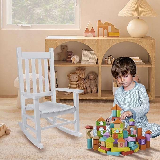 Kids Rocking Chair for Toddlers and Children Comfy Recliner Wooden Rocker for - Image 2