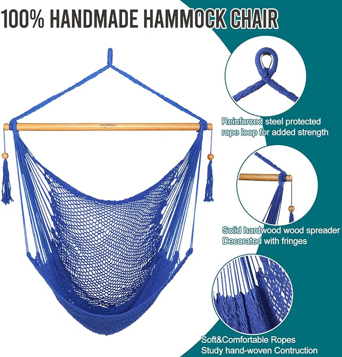 JoyView Hammock Chair with Spreader Bar Caribbean Hammock Swing Chair 300 LBS - Image 3