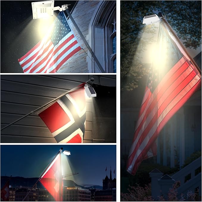 Solar Flag Pole Light, Bright Warm White 3000k Flagpole Light Upgrade Solar - Image 7