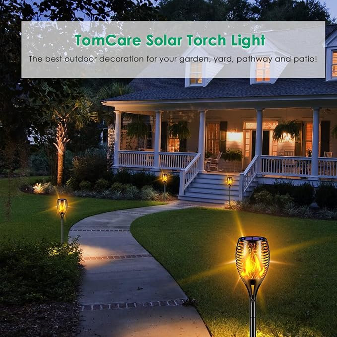 TomCare Solar Lights Outdoor 99 LED Higher & Larger Flickering Flame Solar - Image 6