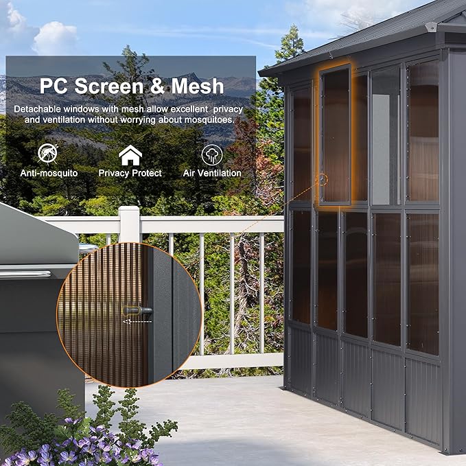 PURPLE LEAF 12' X 16' Solarium Permanent Hardtop Gazebo Galvanized Steel Double - Image 5
