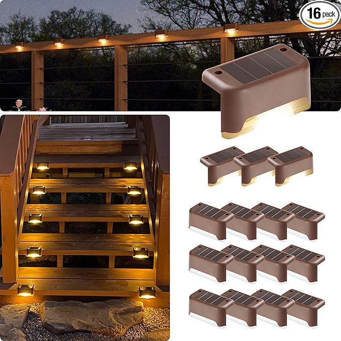GIGALUMI Led Solar Deck Lights, 16 Pack Waterproof by GIGALUMI