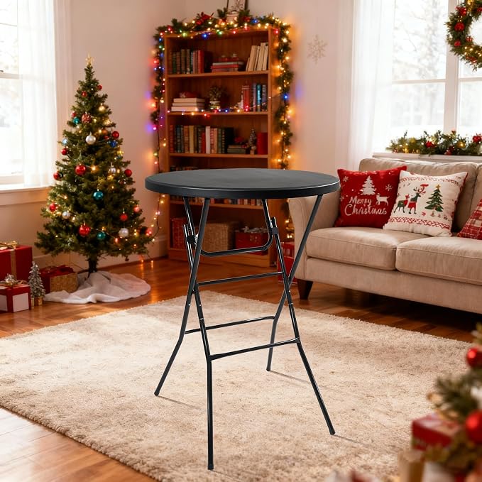 Folding Round Table, 32in Cocktail Table, High Top Table - Image 2