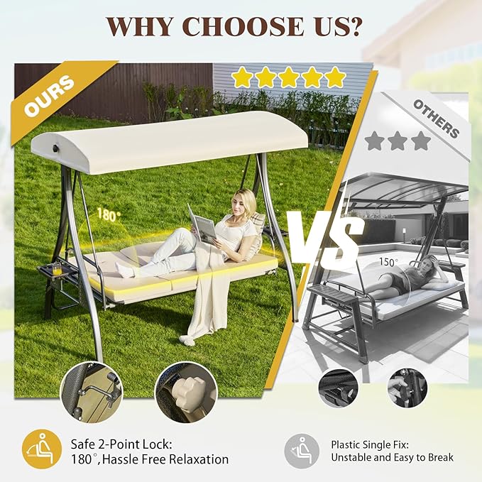 Upgrade 180° Convertible Outdoor Swing - Image 2