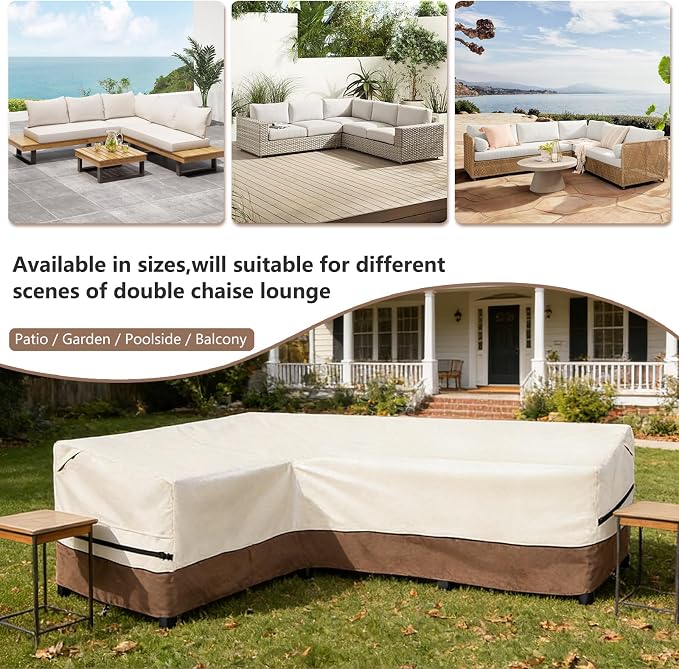 okcool Outdoor Sectional Sofa Cover Waterproof-L-Shaped Patio Furniture Covers - Image 3