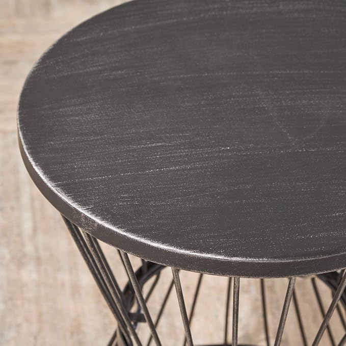 Christopher Knight Home Lassen Outdoor 16" Iron Side Table, Matte Black - Image 8