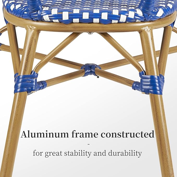 PURPLE LEAF Outdoor Dining Chair Set of 4 Hand-Woven Aluminum Armchair - Image 5