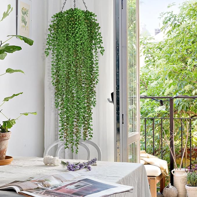 Waipfaru 4Pcs Artificial Hanging Plants, Fake Vines Fake Hanging Plants - Image 2