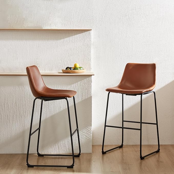 DUMOS 26 Inch Counter Height Bar Stools Set of 2, Modern Faux Leather High - Image 7