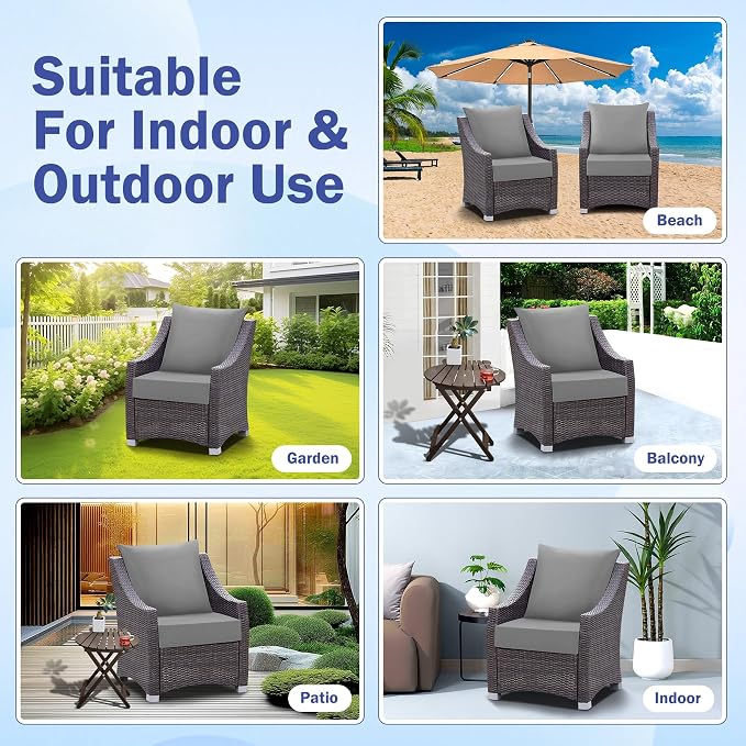 Outdoor Seat Cushion Set, Waterproof & Fade Resistant Patio Chair Cushions - Image 7