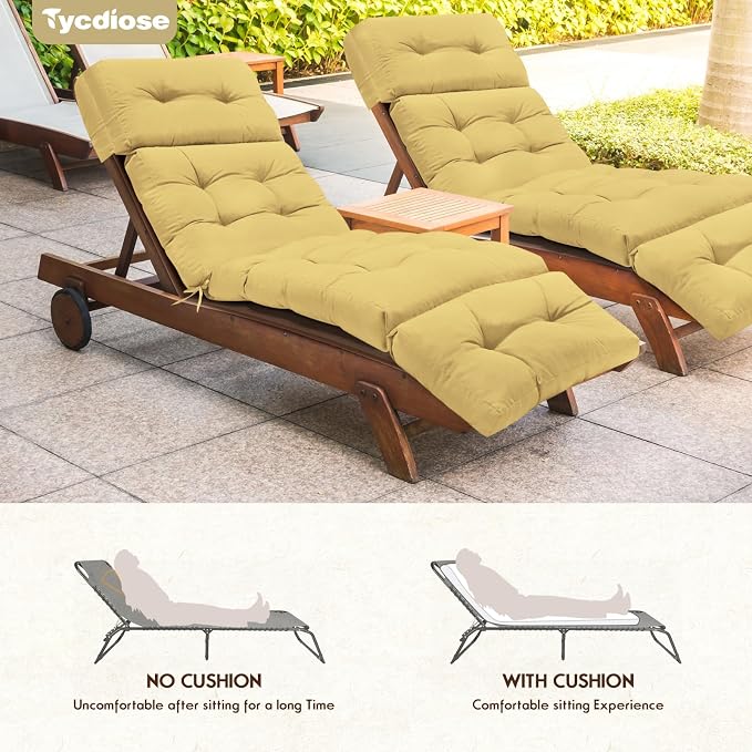 Outdoor Chaise Lounge Chair Cushion 74.4 x 22 x 4.7 Inches Memory Foam Lounge - Image 6