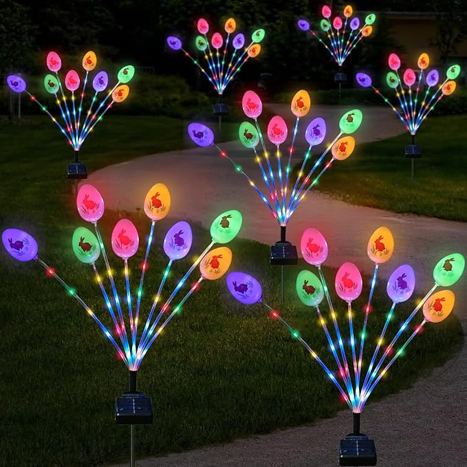 Lmtocs Solar Easter Decorations Outdoor Stake Lights, 2 Packs 16LED Solar Egg by Lmtocs