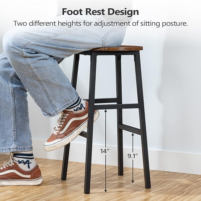 Bar Stools, 24.4 Inch Kitchen Breakfast Bar Stools, Industrial Bar Stools - Image 8