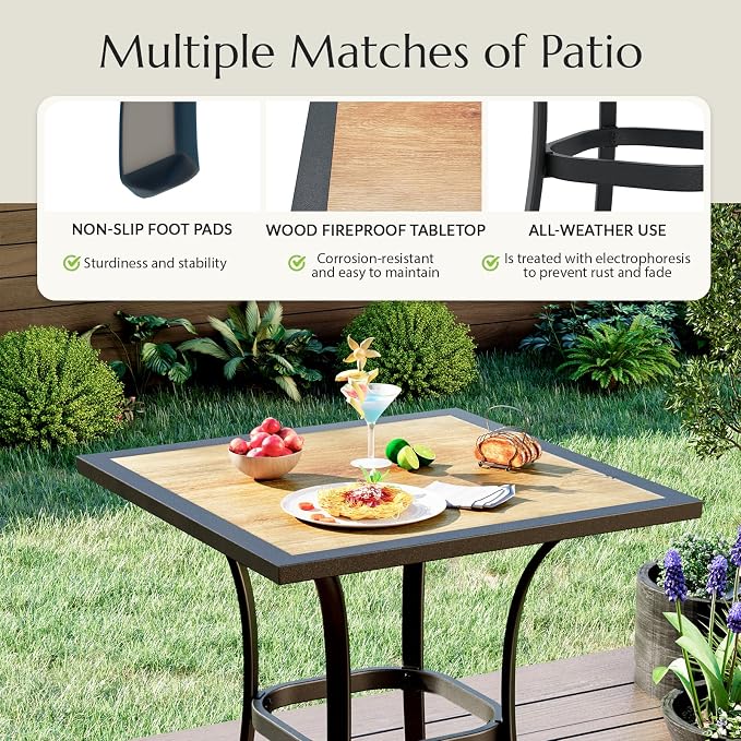 AECOJOY Outdoor Height Bar Table, High Top Outdoor Pub - Image 5