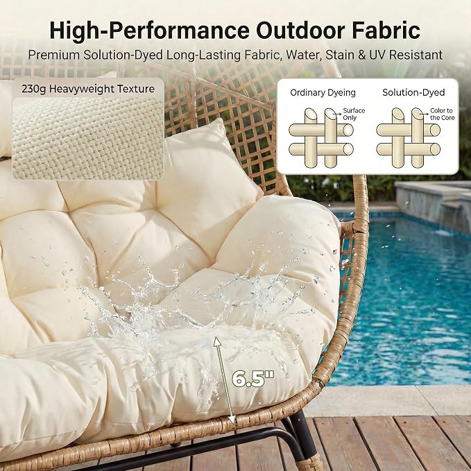 NICESOUL® Double Egg Chair Indoor Outdoor Stationary Oversized 6.5" Thick - Image 7