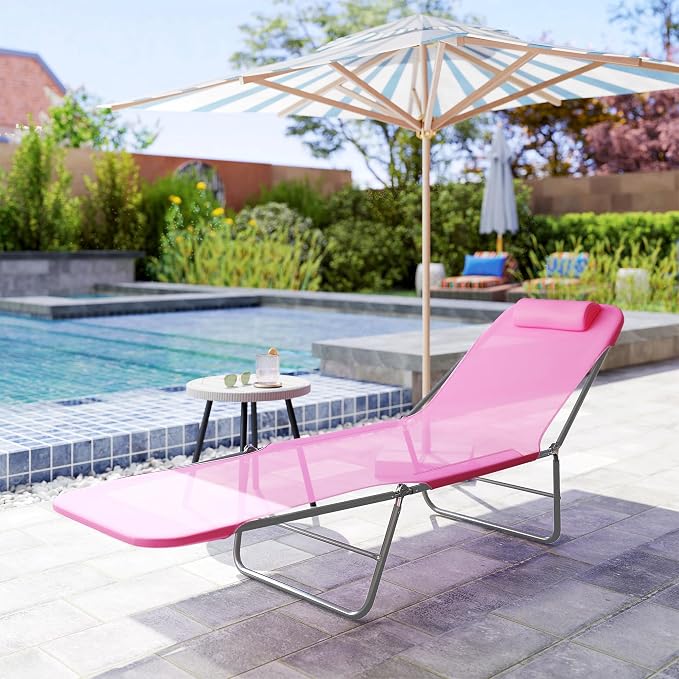 Outsunny Folding Chaise Lounge Chair, Pool Sun Tanning Chair, Outdoor Lounge - Image 8