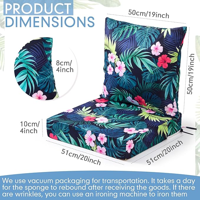 Hoteam 4 Set Outdoor Chair Patio Cushions 20 x 20 Inch Deep Seat Waterproof - Image 2