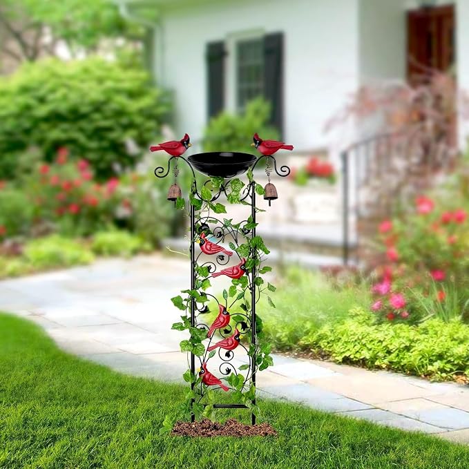 Cardinal Bird Bath Garden Trellis - Image 6