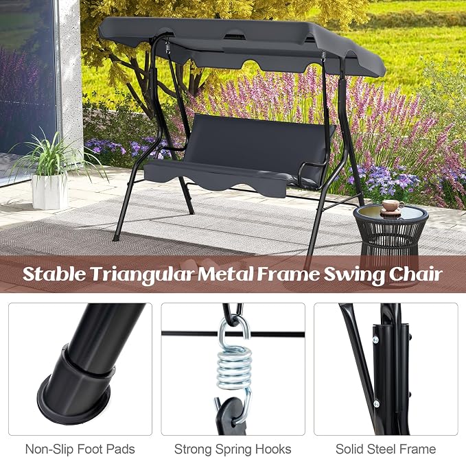 Tangkula 3 Person Porch Swing, Patio Swing - Image 7