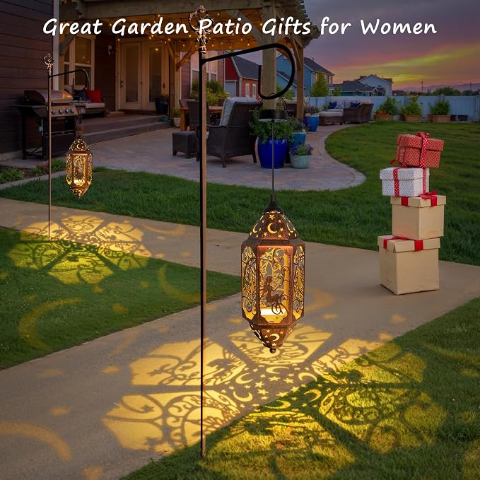 Go2garden 12.4" Solar Outdoor Lanterns Waterproof Garden Gifts Women, Moon - Image 3
