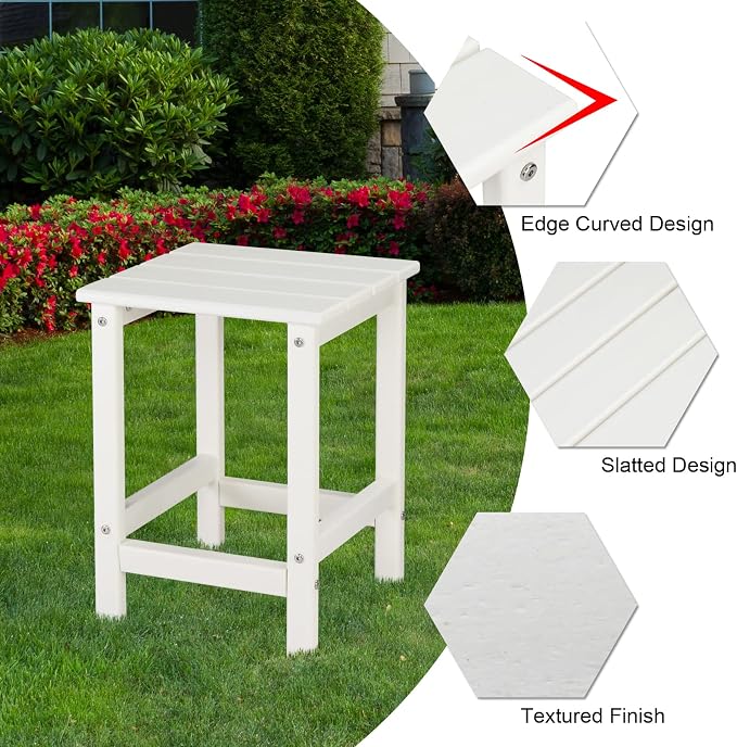Beach Outdoor Side Table with 2 Layer Storage, Plastic Waterproof and UV - Image 4
