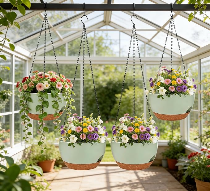 Set of 2-8 Inch Self Watering Hanging Planters - Image 6