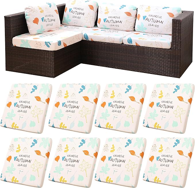 8Pcs Stretch Patio Cushion Covers, Outdoor Couch Covers Replacement, Outdoor by BIETYONE