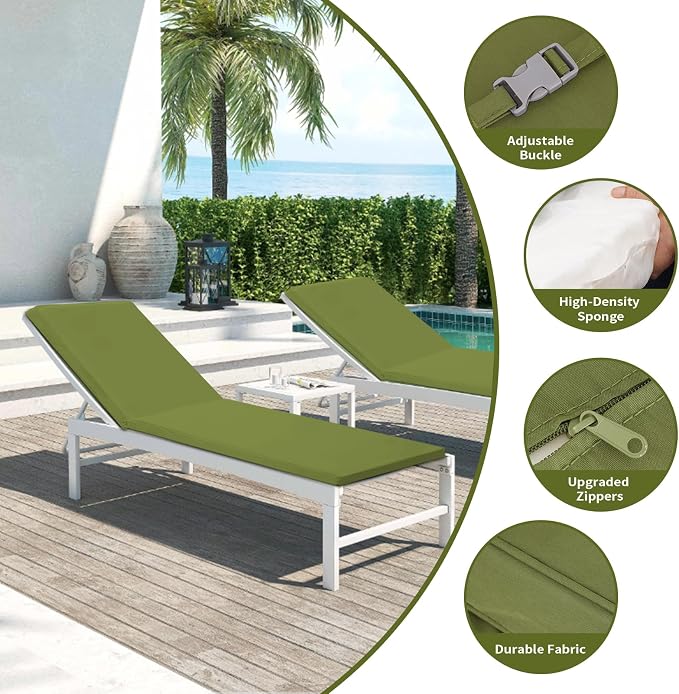 Outdoor Chaise Lounge Cushions for Patio, Waterproof Replacement Seat Pads for - Image 3
