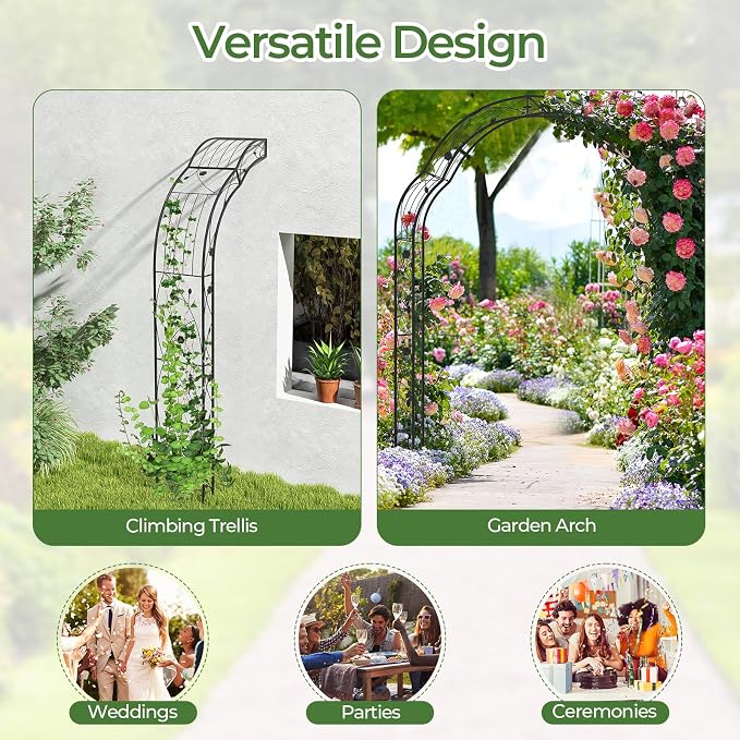 IRONMAX Garden Arch, Heavy Duty Galvanized Steel Arbor w/ 7 Sizes & Metal - Image 4