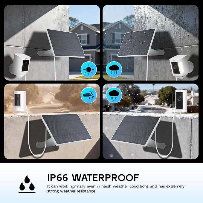 Solar Panel for Ring Camera, 6W Solar Charger Compatible - Image 4