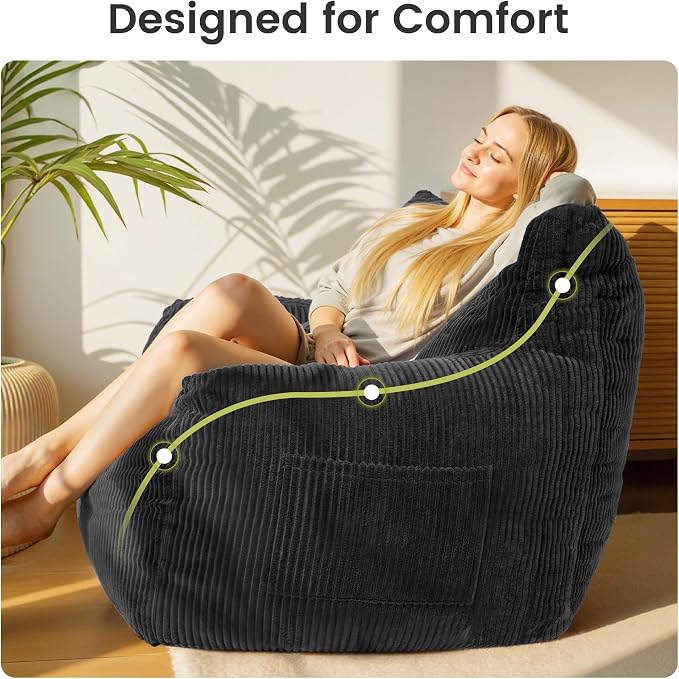Pamapic 59" Bean Bag Chair, 2 Seat Loveseat Sofa, Ultra Soft Dutch Velvet - Image 5