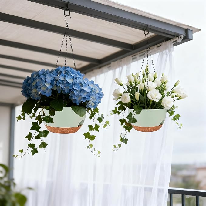 Set of 4-8 Inch Self Watering Hanging Planters - Image 8
