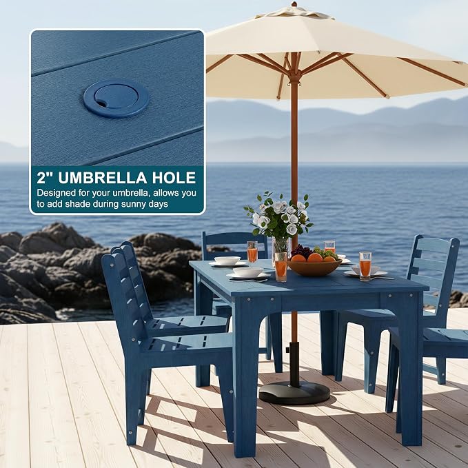 HDPE Patio Dining Set for 6, Weather-Resistant Outdoor Table - Image 3
