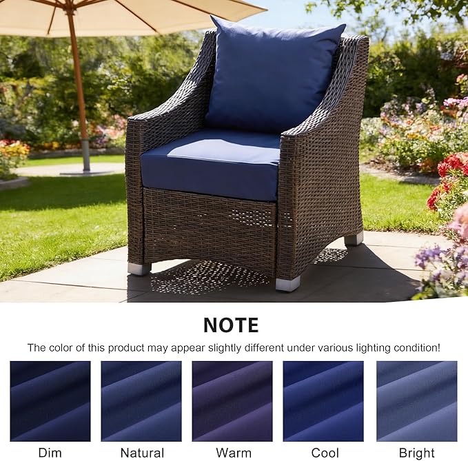 Outdoor Deep Seat Cushion Set, 24x24 Inch Water-Resistant & Fade-Resistant - Image 6