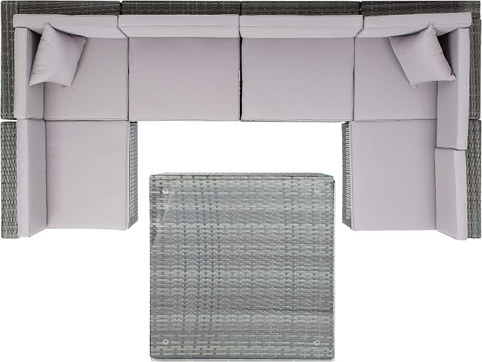 SAFAVIEH PAT7510B-2BX Collection Sectional Diona Grey Outdoor Living Patio Set - Image 5