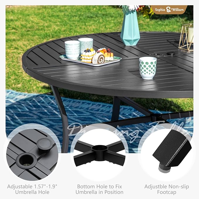 Sophia and William Swivel Outdoor Patio Dining Set - Image 8