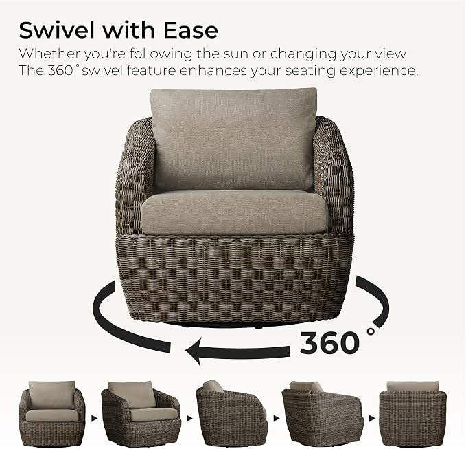 CHITA Patio Wicker 360° Swivel Chair - Image 2