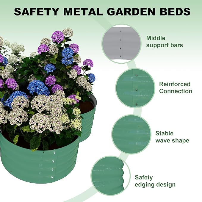 GarveeLife 2-Pack Galvanized Raised Garden Bed – Rust-Resistant Petal-Shaped - Image 5