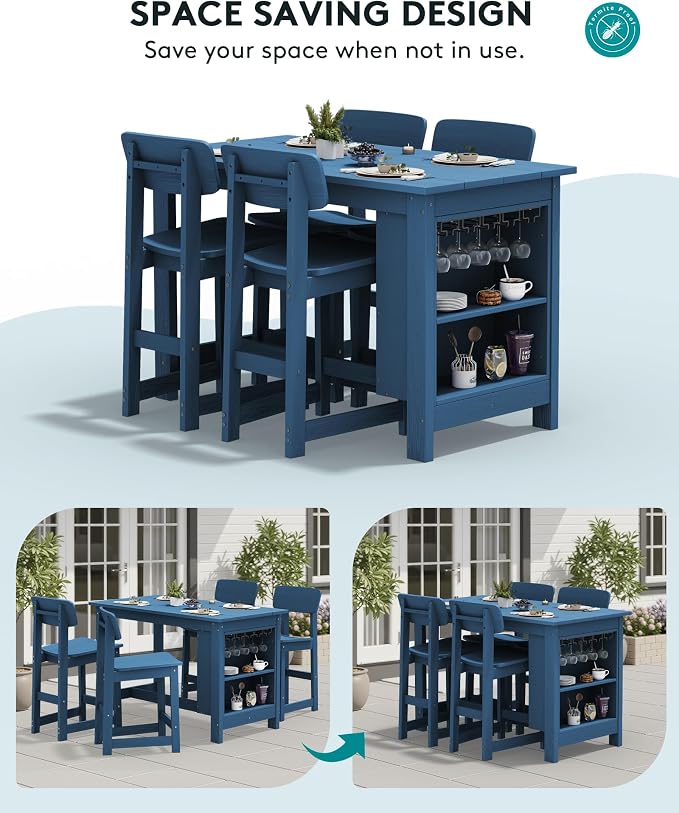 SERWALL 10-Piece HDPE Counter Height Dining Table Sets - Image 5
