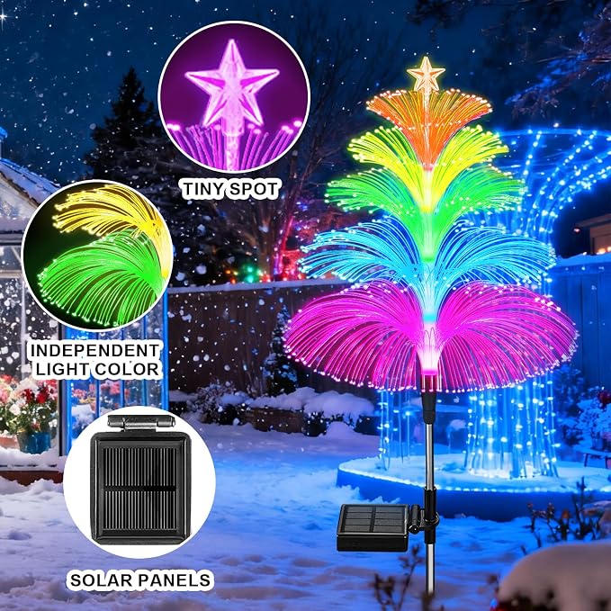 Solar Lights Outdoor Waterproof 7 Colorful Changing Ice Cream Rainbow Jellyfish - Image 7