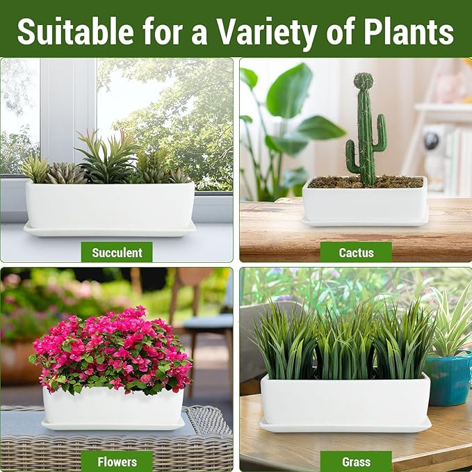 MyGift 14 Inch Ceramic Indoor Plant Pot - Image 3