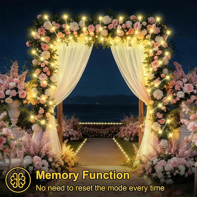 QITONG Warm White Solar Rope Lights, 2 Pack Each 33ft 100 LED String Light - Image 6