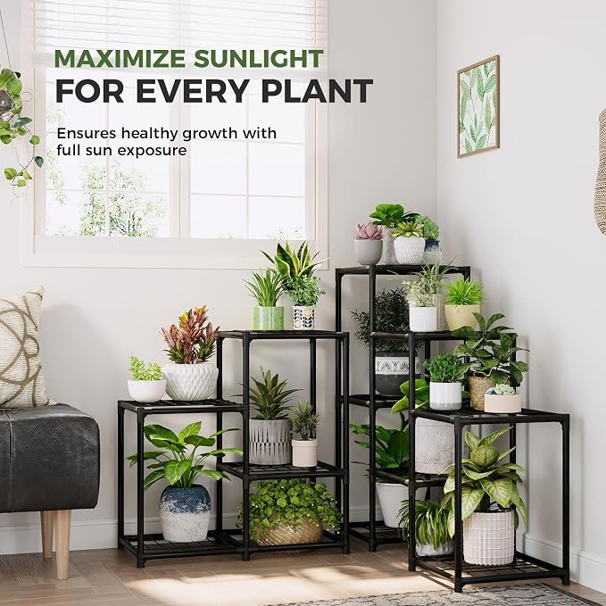 Bamworld Corner Plant Stand Indoor Metal Plant Shelf 5-Tier 11 Potted Flower - Image 3