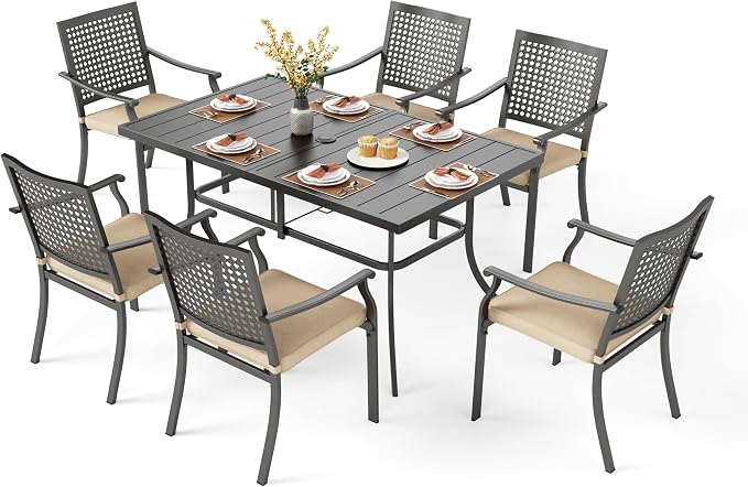 PHI VILLA 7 Pieces Outdoor Dining Set by PHIVILLAThepioneerofcomfortablehouseholdsupplies