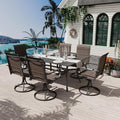 MELLCOM 7-Piece Outdoor Dining Set, 6 Swivel Rocker Chairs by MELLCOM